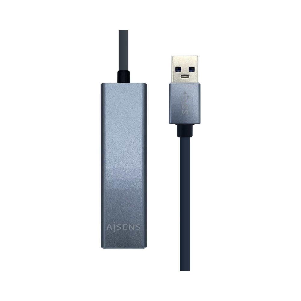 AISENS Conversor USB 3.0 a ethernet gigabit 101001000 Mbps + Hub 3 x USB 3.0, Gris, 15 cm