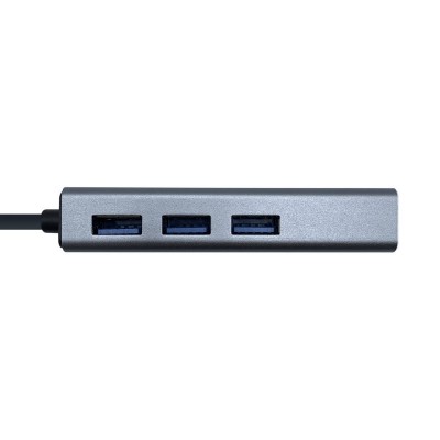 AISENS Conversor USB 3.0 a ethernet gigabit 101001000 Mbps + Hub 3 x USB 3.0, Gris, 15 cm