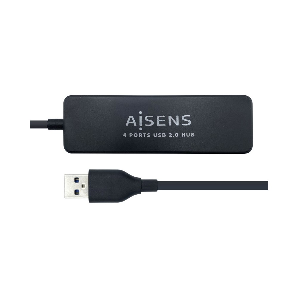 AISENS Hub USB 2.0, Tipo AM - 4 x Tipo AH, Negro, 30 cm
