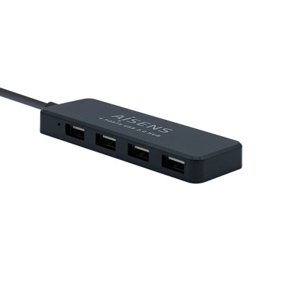 AISENS Hub USB 2.0, Tipo AM - 4 x Tipo AH, Negro, 30 cm