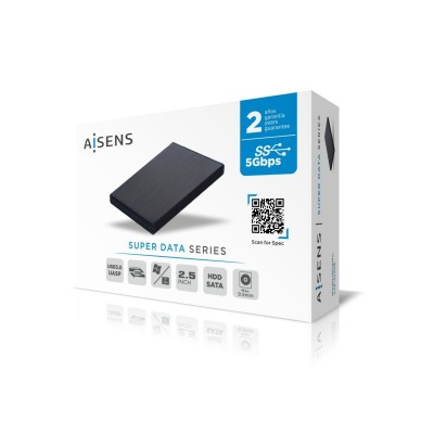 AISENS Caja externa 2,5" ASE-2530B 9.5 mm SATA a USB 3.0USB 3.1 Gen1, Negra