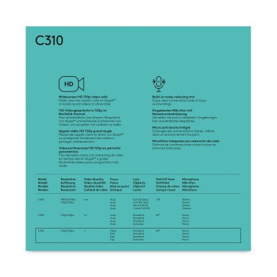Logitech C310 HD cámara web 5 MP 1280 x 720 Pixeles USB Negro