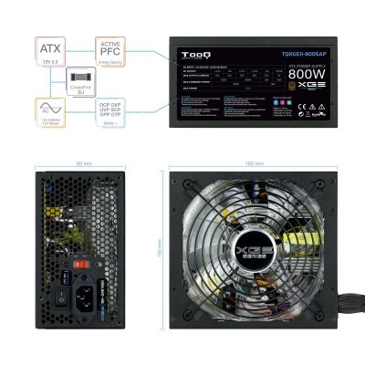TooQ TQXGEII-800SAP unidad de fuente de alimentación 800 W 20+4 pin ATX ATX Negro