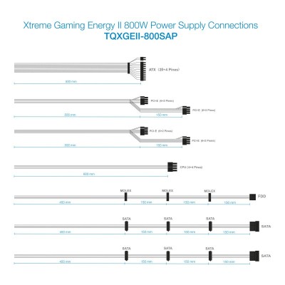 TooQ TQXGEII-800SAP unidad de fuente de alimentación 800 W 20+4 pin ATX ATX Negro