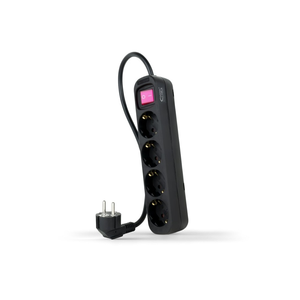 Nanocable Regleta de enchufes de 4 tomas con interruptor, 1.4 metros Negra