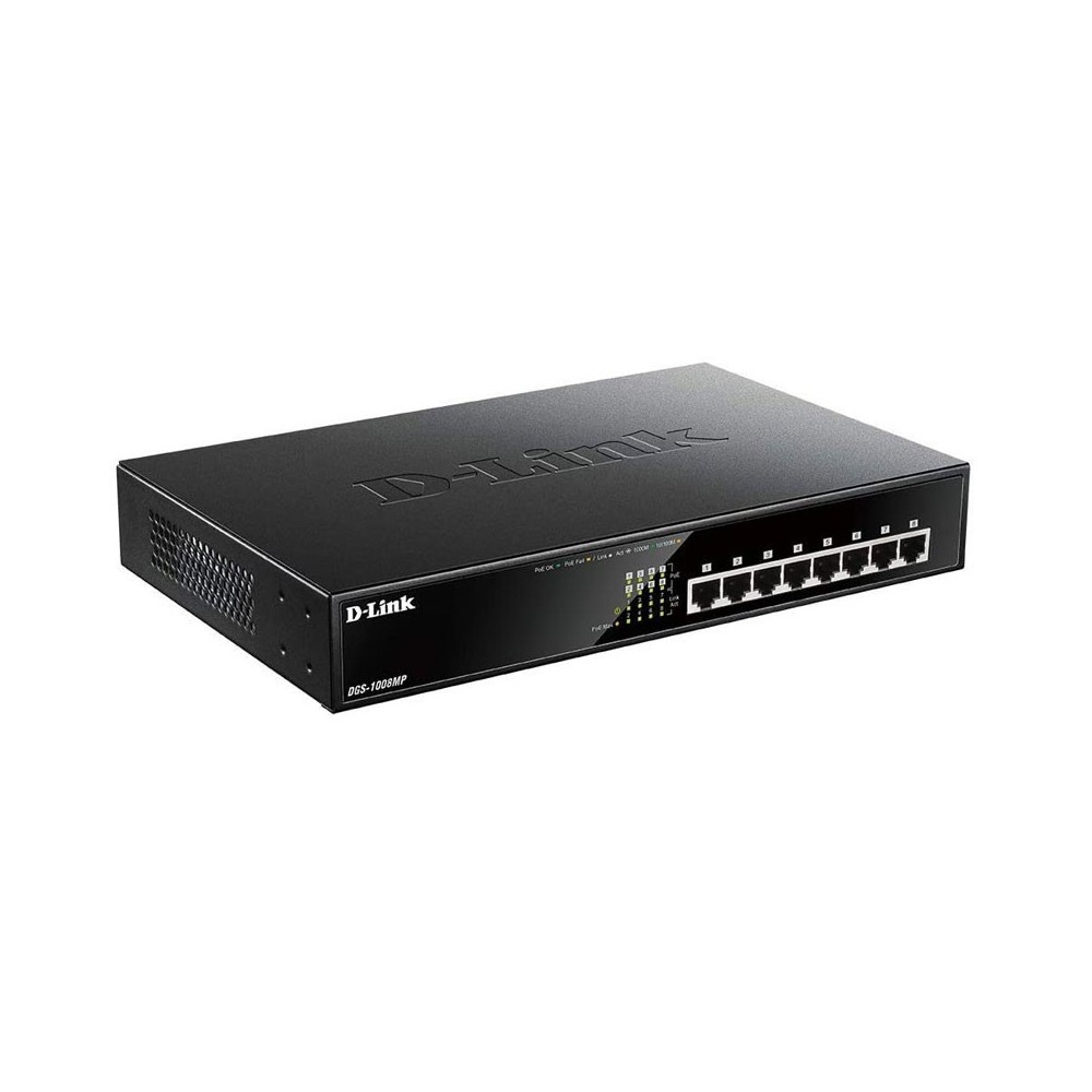 D-Link DGS-1008MP switch No administrado Gigabit Ethernet (101001000) Energía sobre Ethernet (PoE) 1U Negro
