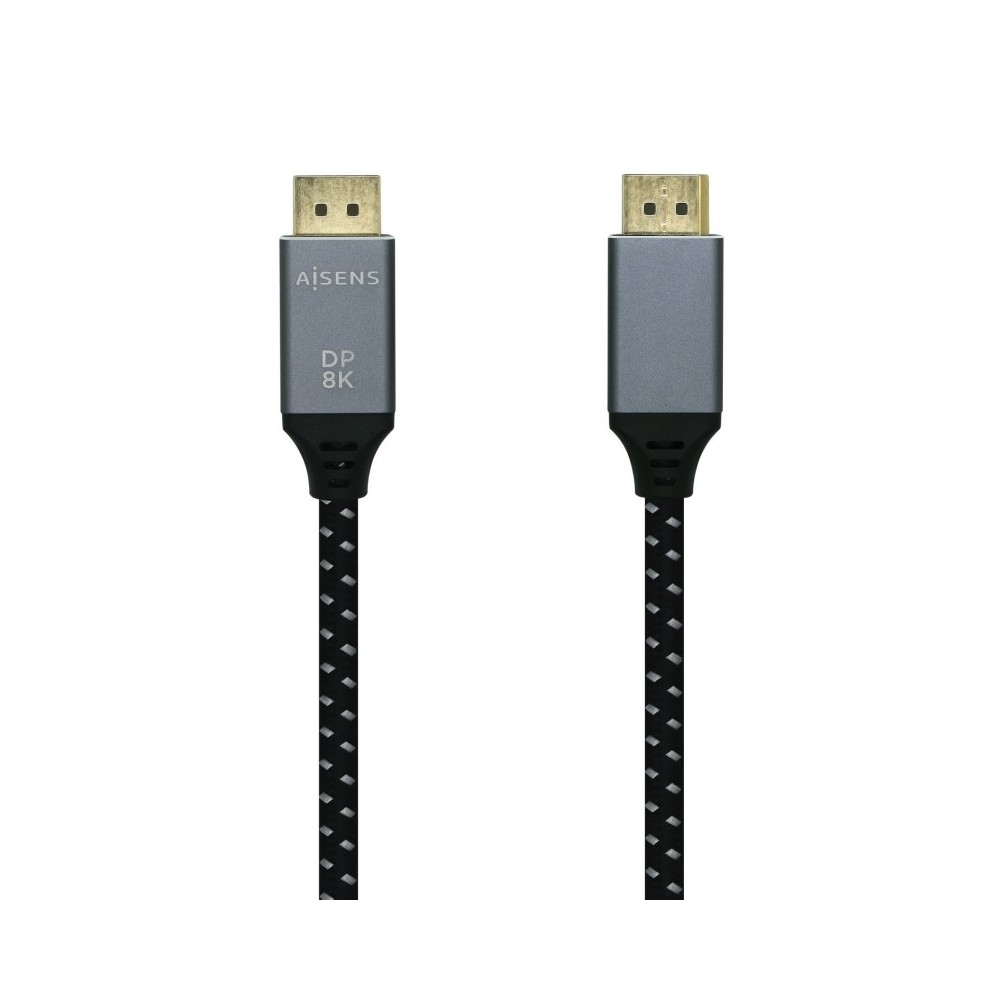AISENS Cable Displayport V1.4 8k@60hz, DPM-DPM, GrisNegro, 2.0m