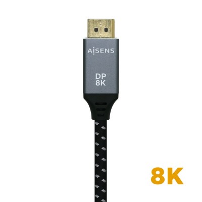 AISENS Cable Displayport V1.4 8k@60hz, DPM-DPM, GrisNegro, 1.5m