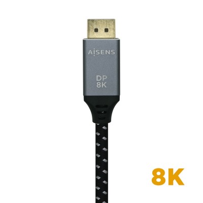 AISENS Cable Displayport V1.4 8k@60hz, DPM-DPM, GrisNegro, 2.0m