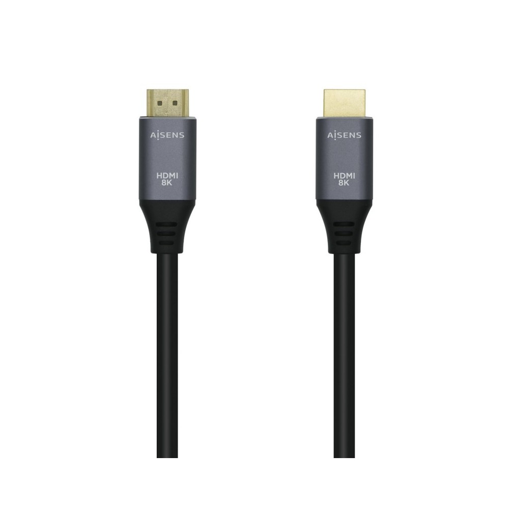 AISENS Cable HDMI V2.1 Ultra Alta Velocidad  HEC 8k@60Hz 48Gbps, AM-AM, GrisNegro, 0.5m