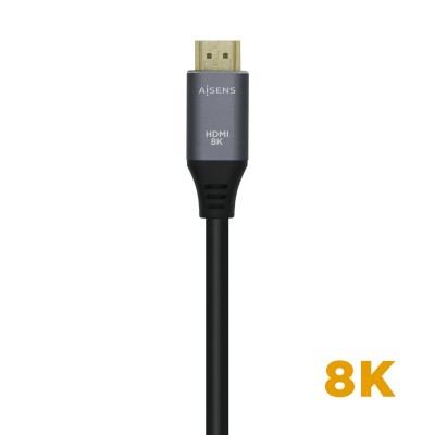 AISENS Cable HDMI V2.1 Ultra Alta Velocidad  HEC 8k@60Hz 48Gbps, AM-AM, GrisNegro, 0.5m