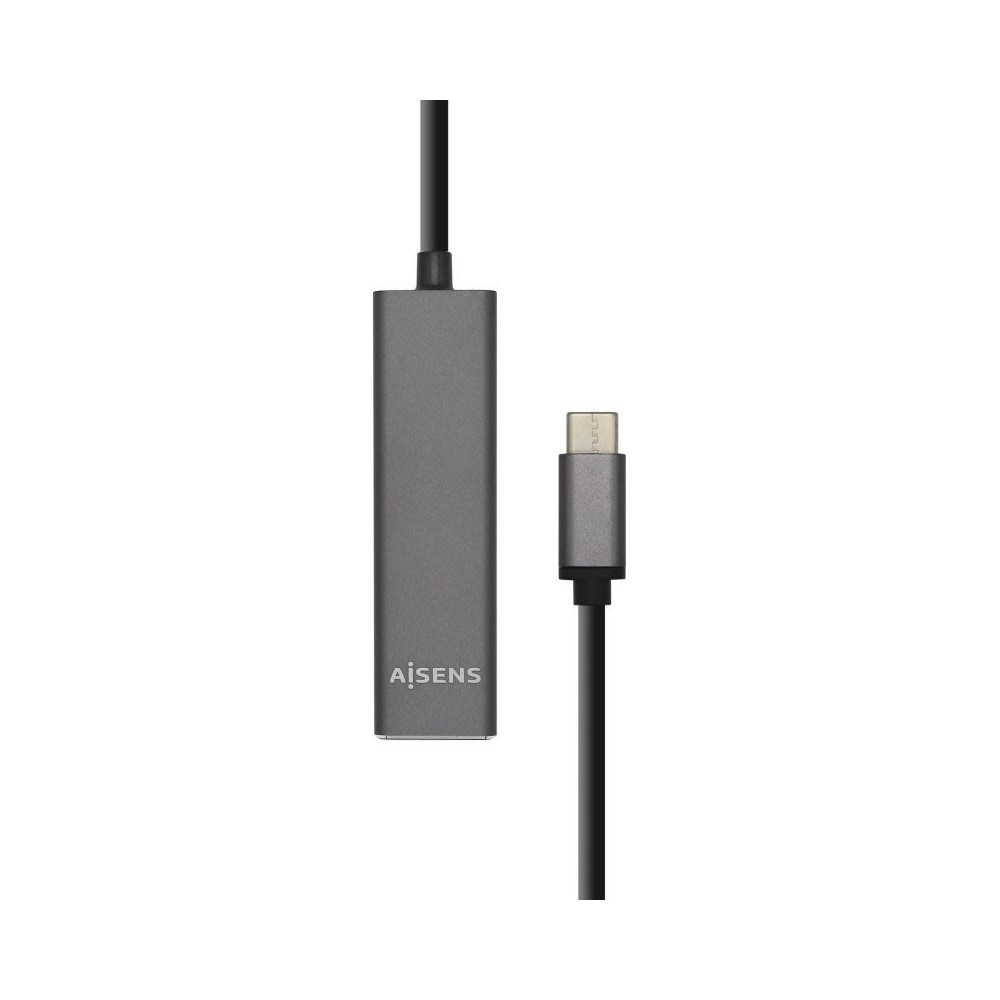 AISENS Hub USB 3.1 USB-C, USB-CM - 4 x Tipo AH, Gris, 15 cm