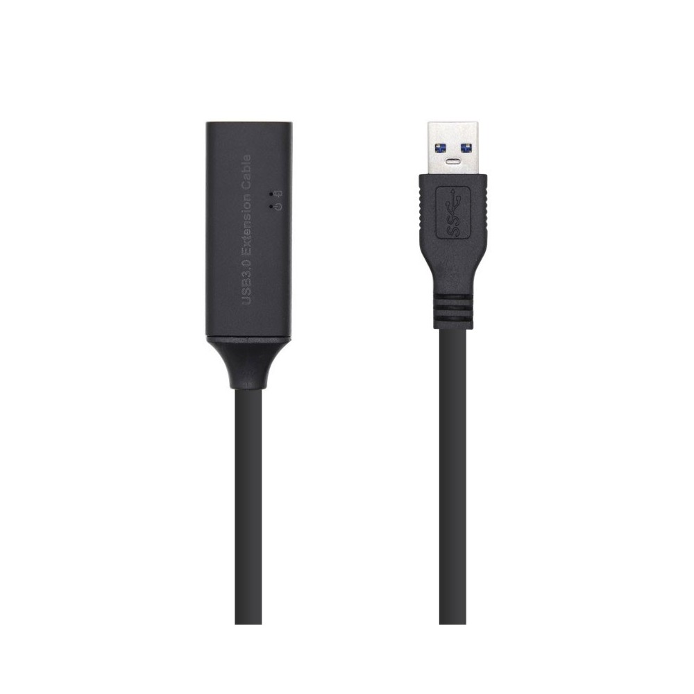 AISENS Cable USB 3.0 Prolongador con amplificador y alim., Tipo AM-AH, Negro, 15m