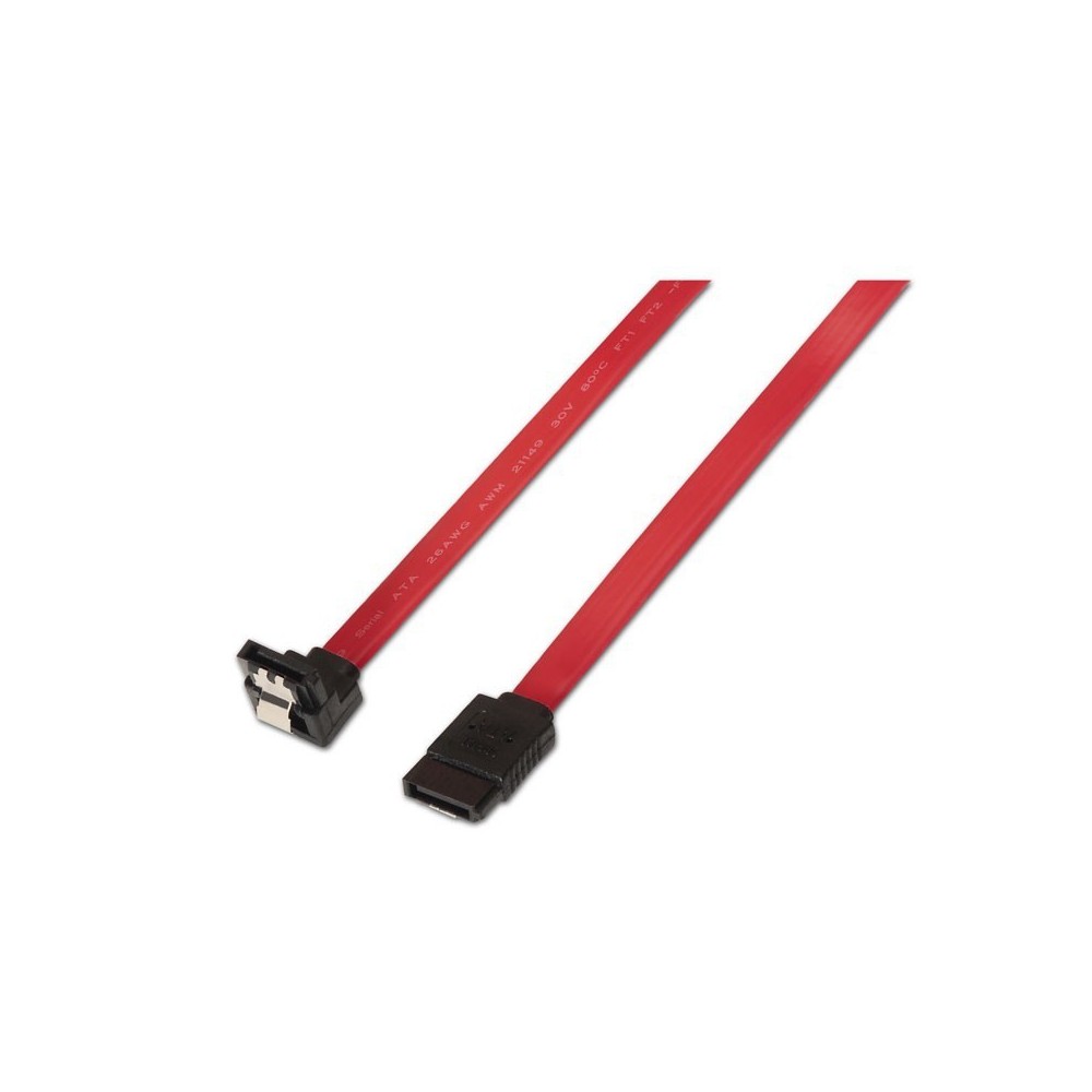 Cable Sata III Datos 6G Acodado Anclaje Rojo 0.5M Aisens