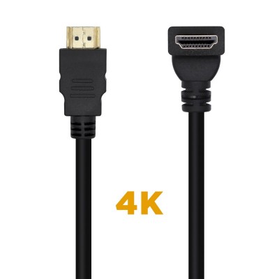 AISENS Cable HDMI V2.0 Acodado Premium Alta Velocidad  HEC 4K@60Hz 18Gbps, AM-AM, Negro, 2.0m