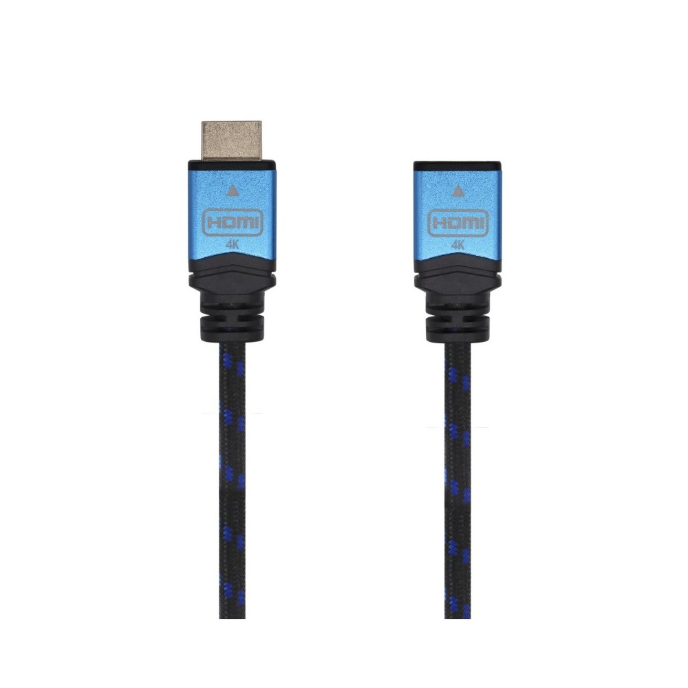 AISENS Cable HDMI V2.0 Prolongador Premium Alta Velocidad  HEC 4K@60Hz 18Gbps, AM-AH, NegroAzul, 3.0m