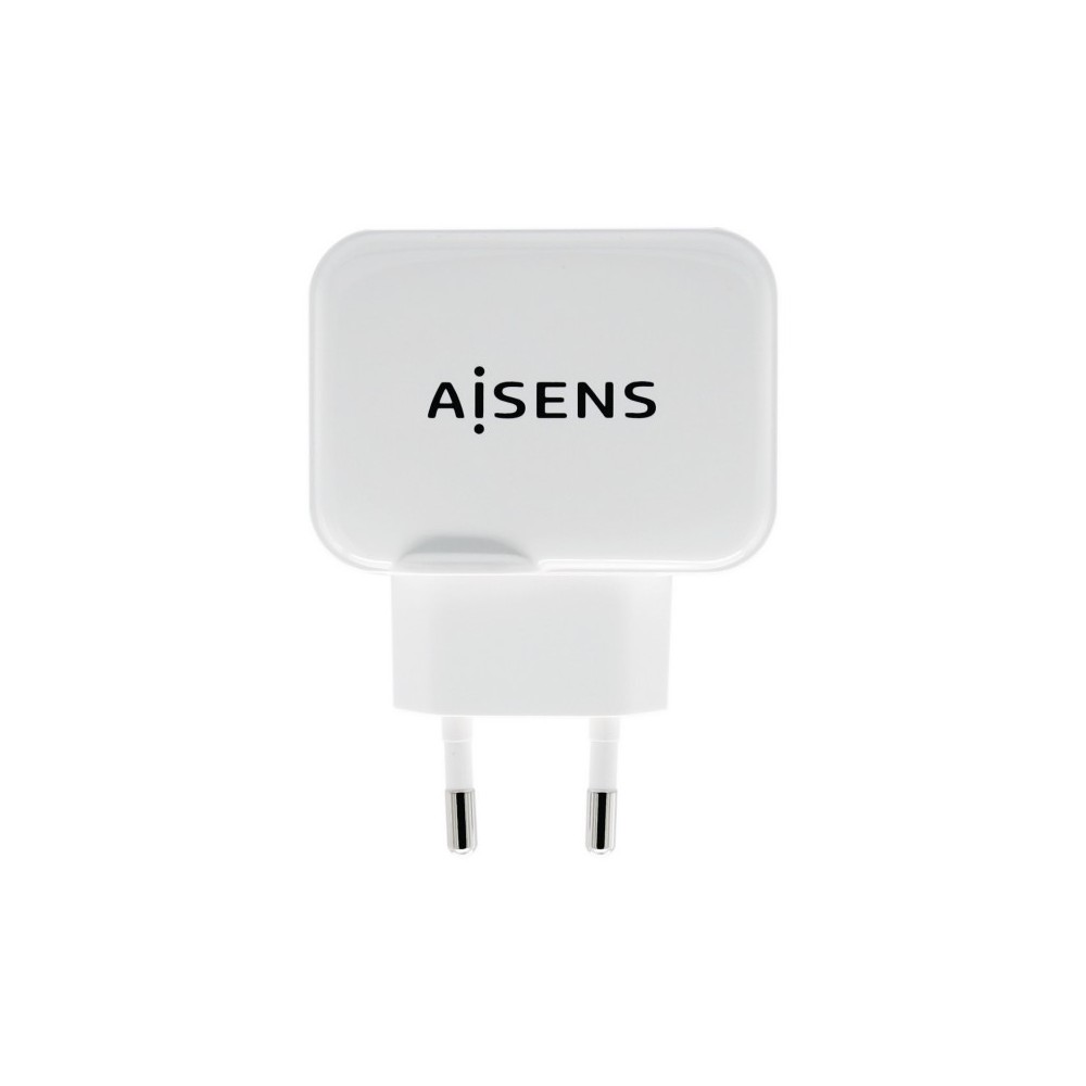 AISENS Cargador USB 17W 5V3.4A, 2xUSB Con Control AI, Blanco
