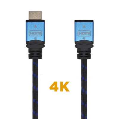 AISENS Cable HDMI V2.0 Prolongador Premium Alta Velocidad  HEC 4K@60Hz 18Gbps, AM-AH, NegroAzul, 3.0m