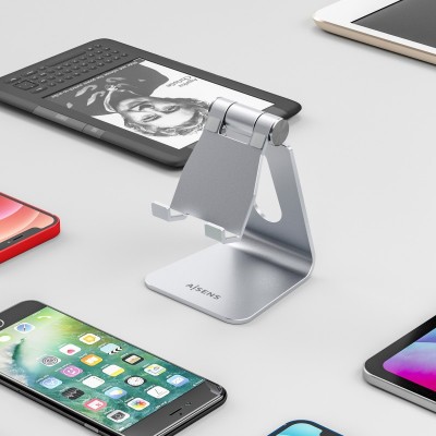 AISENS Soporte De Sobremesa Tamaño M Ajustable (1 Pivote) Para Movil  Tablet, Plata