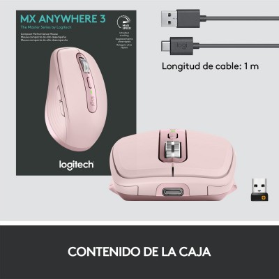 Logitech MX Anywhere 3 ratón mano derecha RF Wireless + Bluetooth Laser 4000 DPI