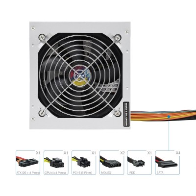 TooQ TQAPOLO-500SP unidad de fuente de alimentación 500 W 20+4 pin ATX ATX Plata