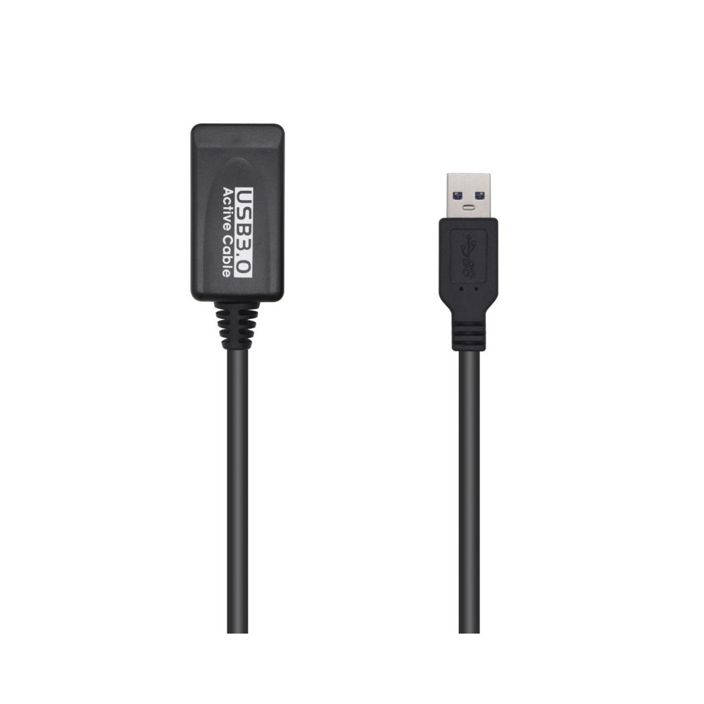 AISENS Cable USB 3.0 Prolongador Con Amplificador, Tipo AM-AH, Negro, 5.0m