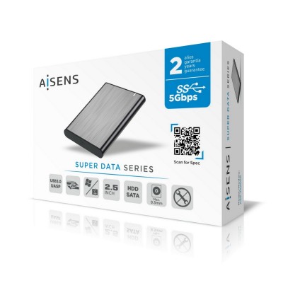 AISENS Caja Externa 2.5" ASE-2525GR 9.5mm SATA A USB 3.0  USB 3.1 Gen1, Gris