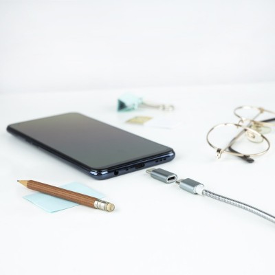 Nanocable Adaptador USB-C a Micro USB, USB-CM-Micro BH, Aluminio, Gris