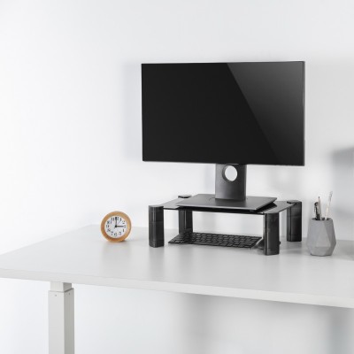AISENS Soporte Elevador Cristal para MonitorPortátil, Negro
