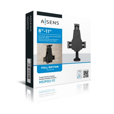 AISENS Soporte Antirobo de Sobremesa  Pared Ajustable (1 Pivote) para Tablet, Negro