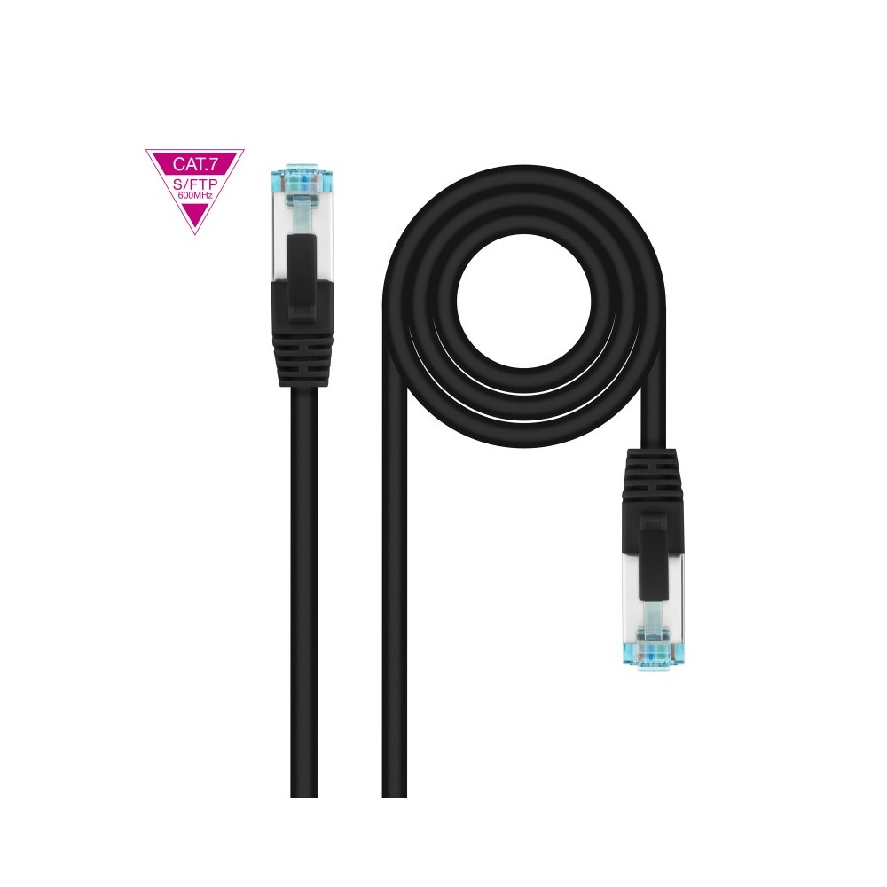 Nanocable Cable de Red Cat.7 600MHZ LSZH SFTP PIMF AWG26, Negro, 25 cm
