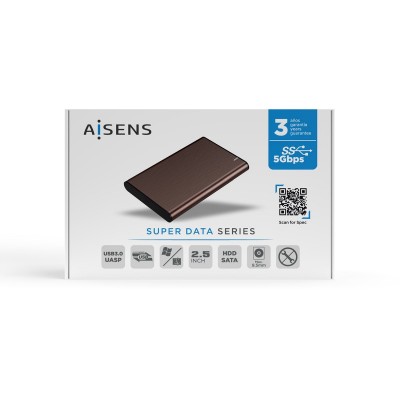 AISENS Caja Externa 2.5" ASE-2525BWN 9.5 mm SATA A USB 3.0USB 3.1 Gen1, Marron