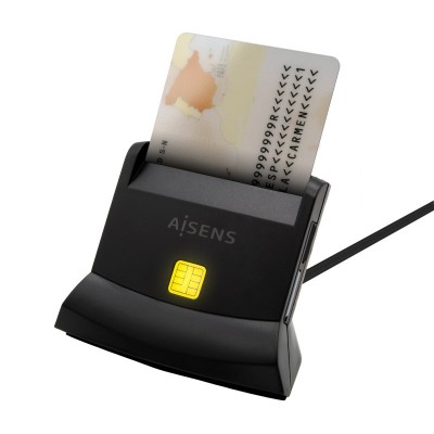 AISENS Lector De Tarjeta Dni Con Lector De Tarjetas SIM, SD, Micro SD, MMC, RS-MMC, MMC Micro, USB-C, Negro