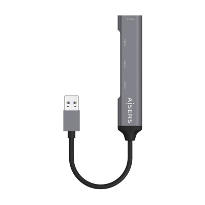AISENS Hub USB 3.0 Aluminio, Tipo AM - 4x Tipo AH, Gris, 10cm