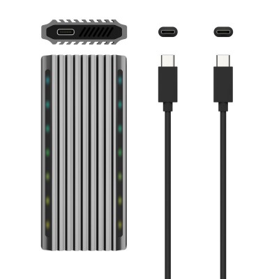 AISENS Caja Externa M.2 RGB Gaming ASM2-RGB011GR SATANVMe A USB3.1 Gen2, Gris