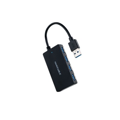 Nanocable Hub USB 3.0 con 4 Puertos de USB 3.0, USB-AM-USB 3.0H, Negro, 15 cm