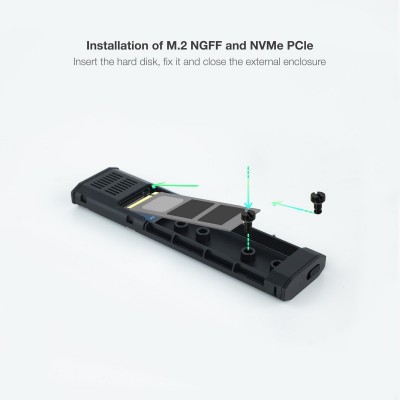 TooQ Shura Caja externa para unidad de estado sólido (SSD) Gris M.2