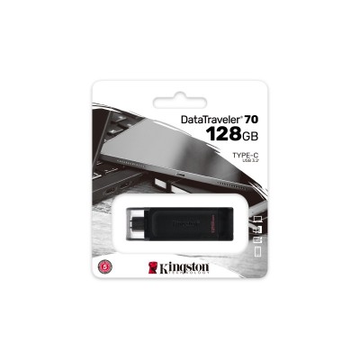 Kingston Technology DataTraveler 70 unidad flash USB 128 GB USB Tipo C 3.2 Gen 1 (3.1 Gen 1) Negro