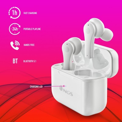 NGS ARTICA BLOOM Auriculares Inalámbrico Dentro de oído LlamadasMúsica USB Tipo C Bluetooth Blanco