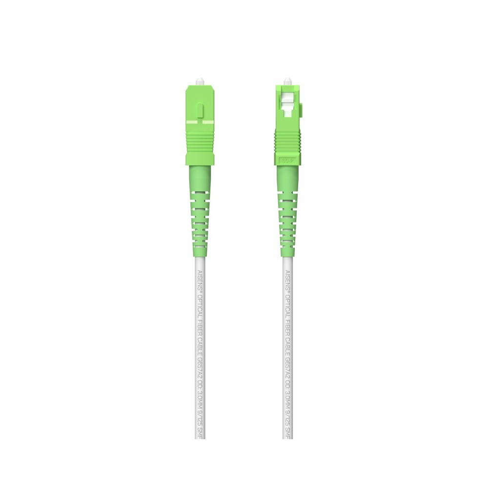 AISENS Cable Fibra Óptica Latiguillo G657A2 3.0 9125 SMF Simplex CPR DCA LSZH, SCAPC-SCAPC, Blanco, 100 m
