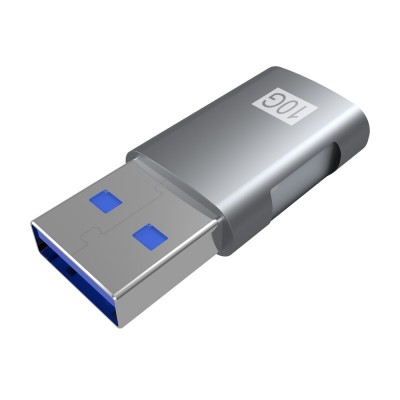 AISENS Mini Adaptador USB 3.2 GEN2 10G 3A, Tipo USB-CH-AM, Gris