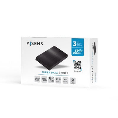 AISENS Caja Externa 2,5″ ASE-2523B 9.5MM SATA a USB 3.0USB3.1 GEN1, Negra