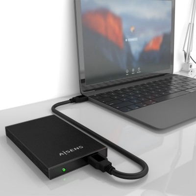 AISENS Caja Externa 2,5″ ASE-2523B 9.5MM SATA a USB 3.0USB3.1 GEN1, Negra