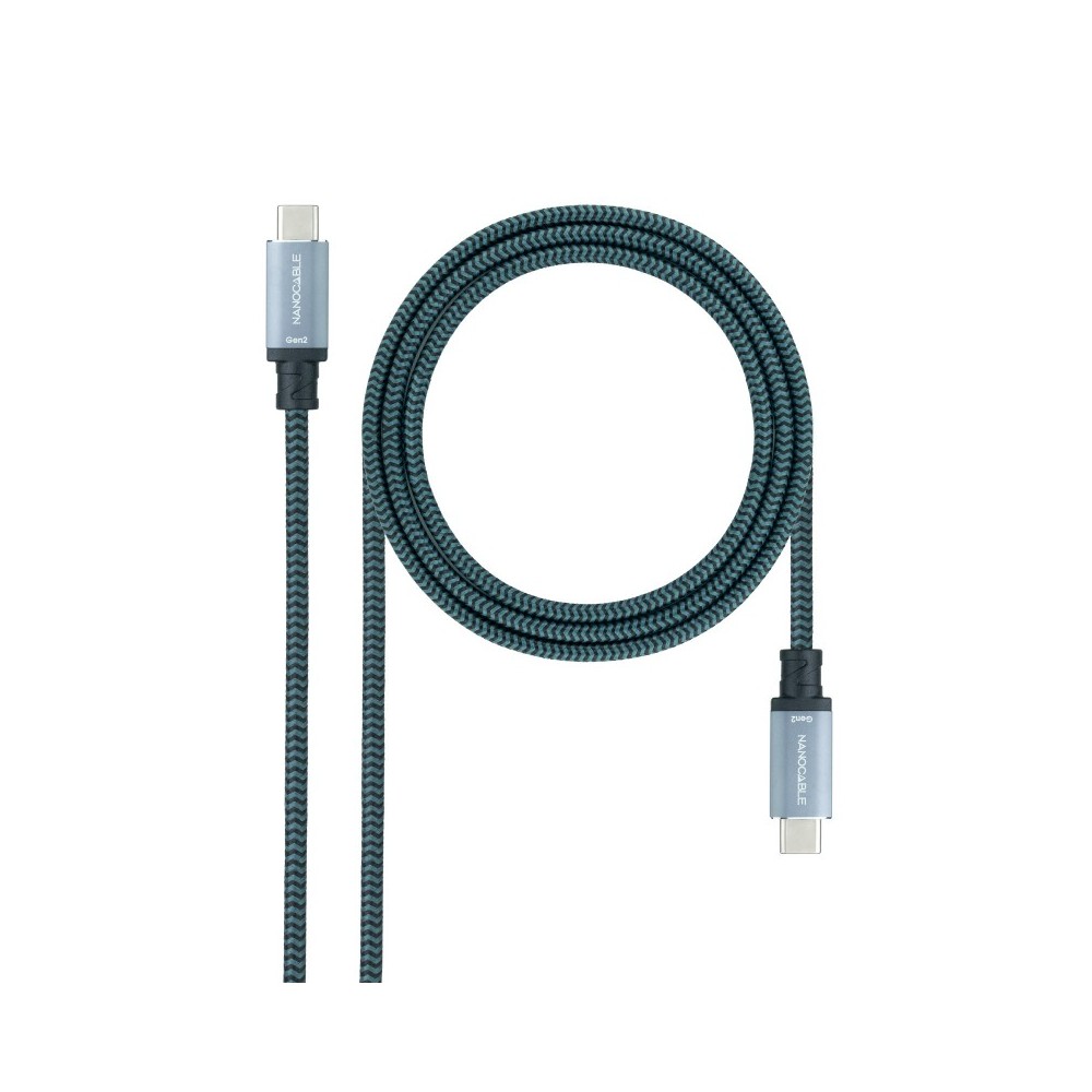 Nanocable Cable USB 3.1 Gen2 10Gbps 5A, 4K60Hz, USB-CM-USB-CM, GrisNegro, 0.5 m