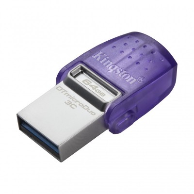 Kingston Technology DataTraveler microDuo 3C unidad flash USB 64 GB USB Type-A  USB Type-C 3.2 Gen 1 (3.1 Gen 1) Púrpura, Acero