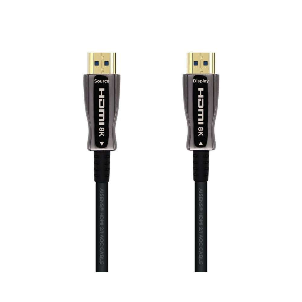 AISENS Cable HDMI V2.1 AOC Ultra Alta Velocidad  HEC 8k@60Hz 4k@120Hz 4:4:4 48Gbps, AM-AM, Negro, 25m