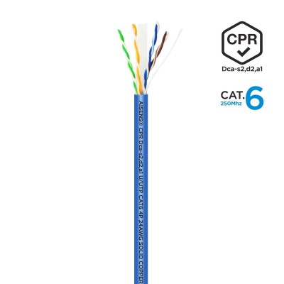 AISENS Cable de Red RJ45 LSZH CPR Dca CAT.6 UTP AWG24, Azul, 100 m