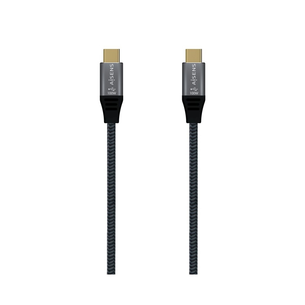 AISENS Cable USB 3.2 Gen2x2 Aluminio 20Gbps 8K@30Hz 5A 100W E-Mark, Tipo USB-CM-USB-CM, Gris, 0.6 m