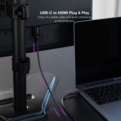Nanocable Cable Conversor USB-C a HDMI 1.4 4K@30HZ 3 m, Negro