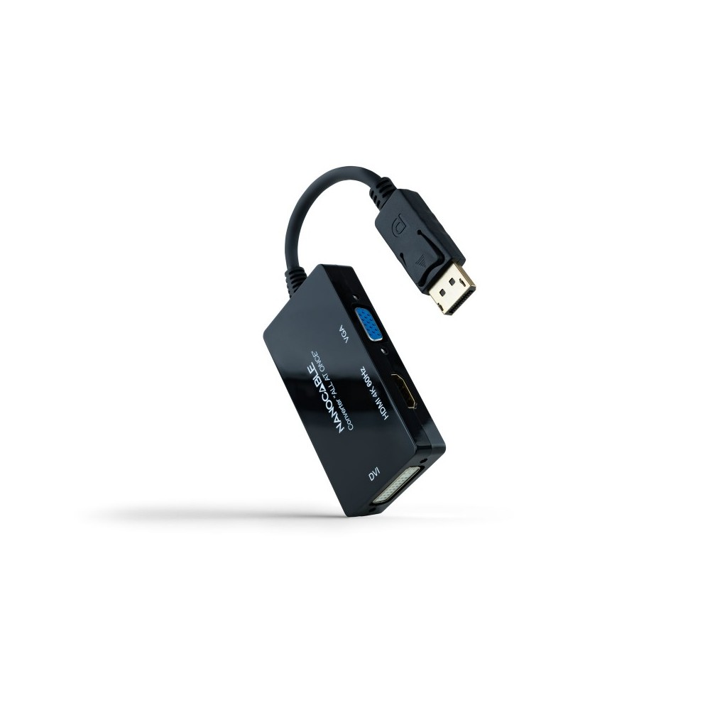 Nanocable Conversor DISPLAYPORT a HDMIDVIVGA, 20 cm, Negro